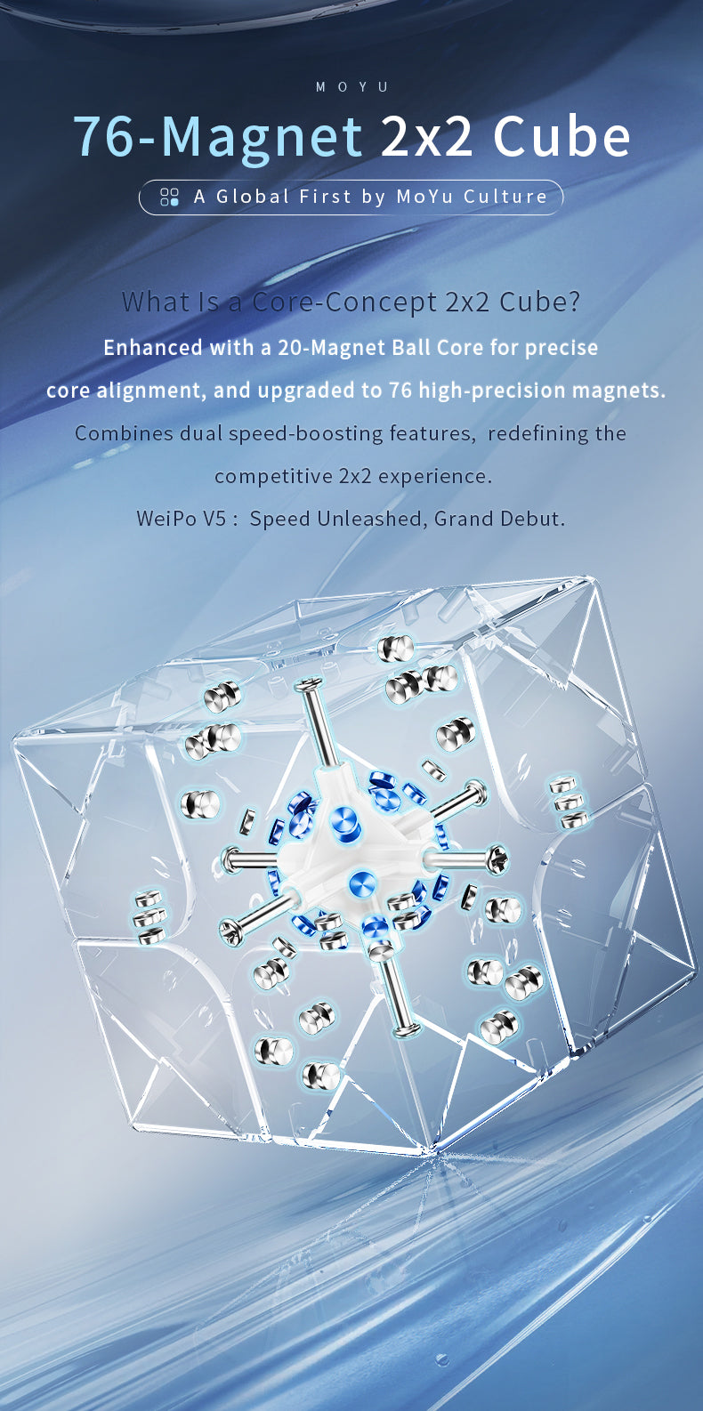 Moyu Weipo V5 20-Magnet Ball Core MagLev Magic Cloth 2x2