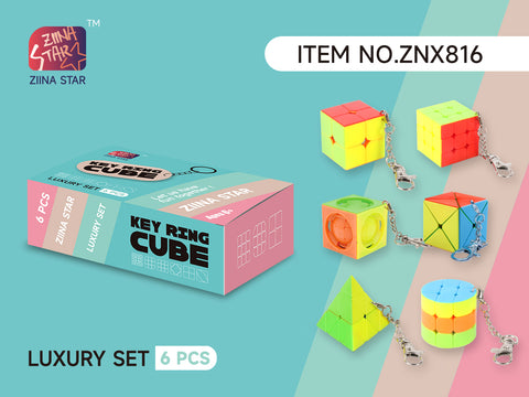 Ziina Keychain Set B (2x2, 3x3, dino skewb, centro sphere, pyra, cylinder)